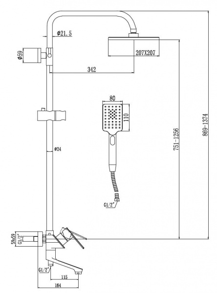 Душевая система (стойка) Savol 700 S-600708-1 фото