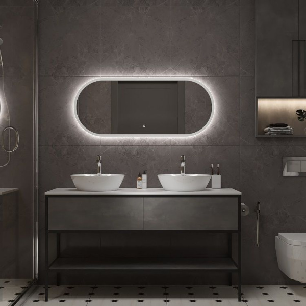 Зеркало с подсветкой Art&Max Bari AM-Bar-500-1200-DS-F-White 50x120 фото