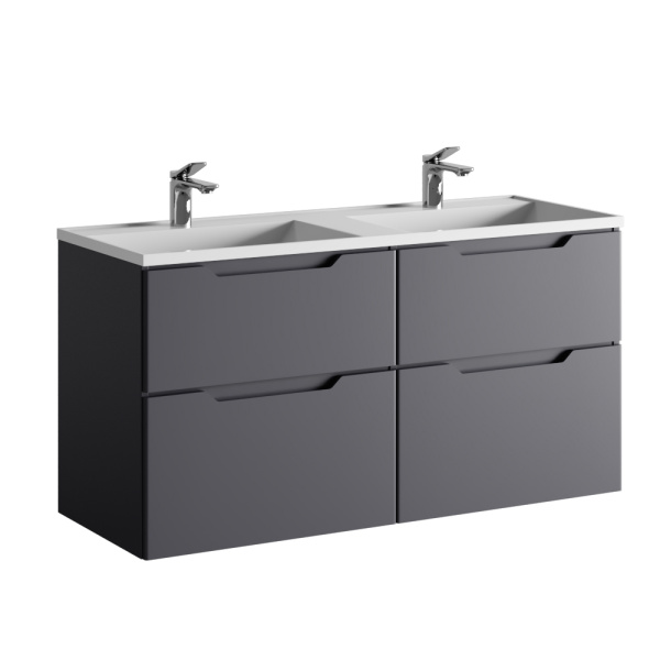 Тумба с двойной раковиной Raval Wector 120 Wct.01.120/P/A/MD антрацит фото
