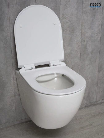 Подвесной унитаз безободковый Gid Tr2122b с сиденьем фото