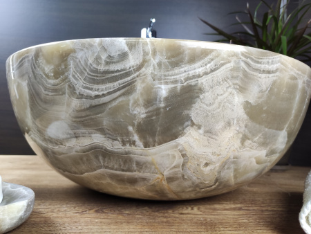 Накладная раковина из оникса Indo Bowl Grey Medium BO-00011 фото