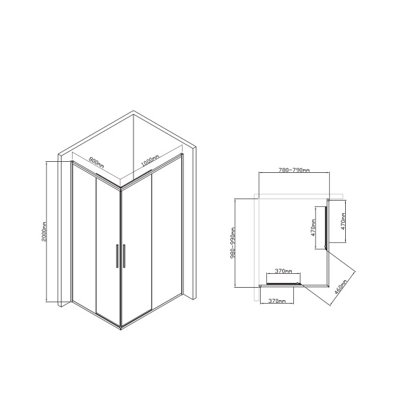 Душевой уголок Vincea Slim-U VSS-2SU8010CL 100x80 хром фото