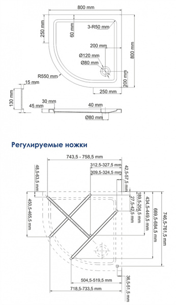 Поддон для душа WasserKRAFT Isen 26T00 80х80 фото