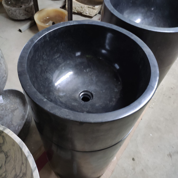 Раковина напольная из мрамора Silinder Full Polish Black MN-0398 (50*50*90) фото