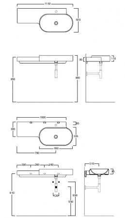 Подвесная раковина Simas FlowFL22bi*0 115 см фото
