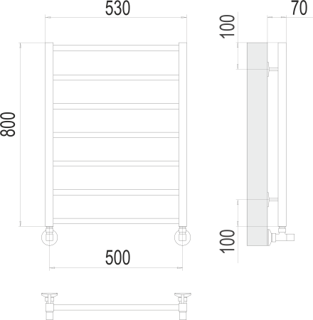 Водяной полотенцесушитель Контур П7 500х800 Terminus 4670078529657 фото