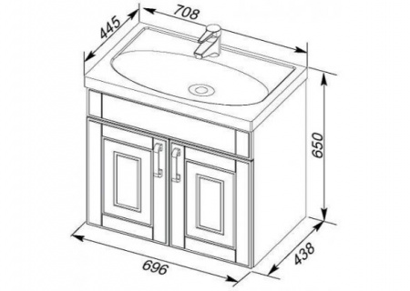 Тумба с раковиной Aquanet Рондо 70 00212615 фото