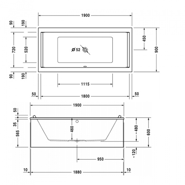 Акриловая ванна Duravit Starck 700340000000000 190х90 фото