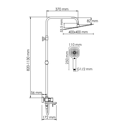 Душевая система (стойка) WasserKRAFT A177.119.065.087.CH хромоникель фото