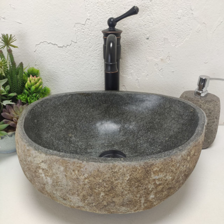 Накладная раковина из речного камня RS01486 (42*33*16) фото