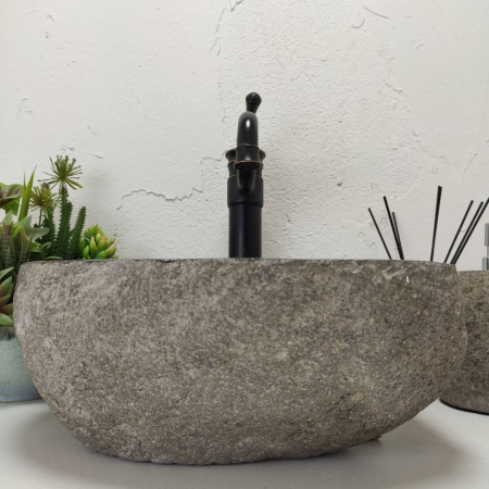 Накладная раковина из речного камня RS01447 (37*35*15) фото