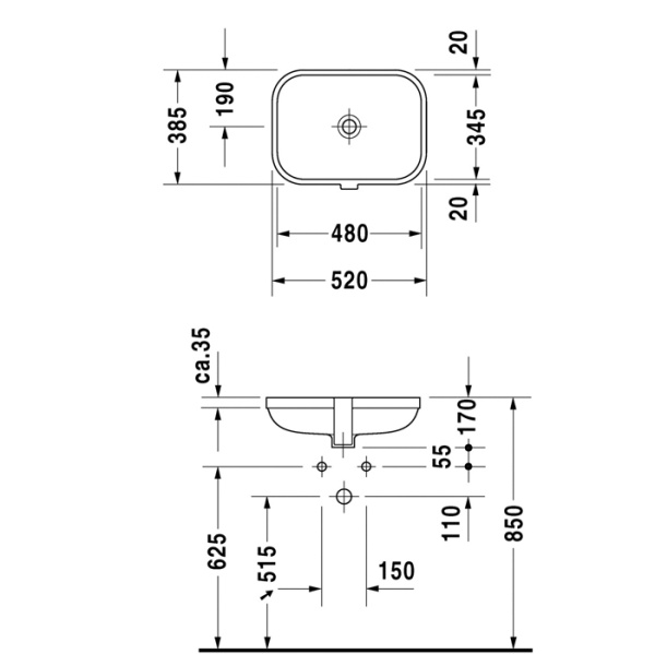 Раковина встраиваемая снизу Duravit D-Code 0457480000 48x34 фото