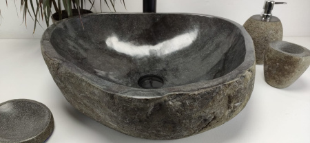 Накладная раковина из речного камня RS0847 (50*41*15) фото