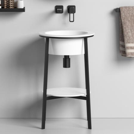 Консоль с керамической раковиной Abber Bequem AC2130MW белая матовая фото