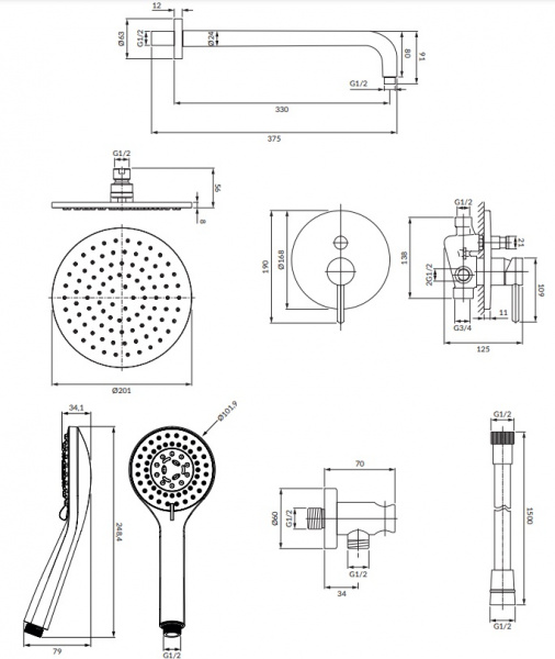 Душевая система для скрытого монтажа Omnires Y SYSY21CR фото