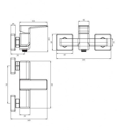 Cмеситель для душа Omnires Parma PM7440CRB белый/хром фото