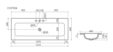 Раковина Ceramica Nova Grace CN7024MB 121x45 черная матовая фото