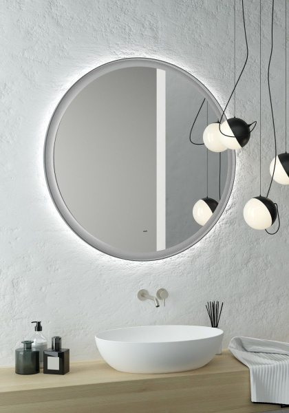 Зеркало с подсветкой, сенсорным выключателем Art&Max Napoli AM-Nap-800-DS-F-Grey 80x80 фото