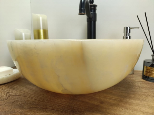 Накладная раковина из оникса Indo Bowl Yellow Small  BO-00366 фото