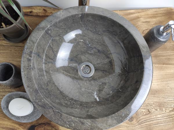 Раковина из мрамора Indo Bowl Marmo Grey темный Small BM-00271 фото
