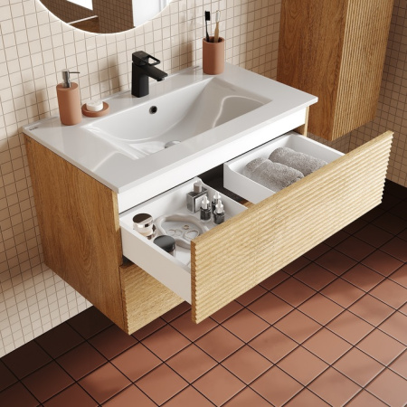 Тумба с раковиной Iddis Bild BIL80V0i95K 80 см, дуб светлый фото