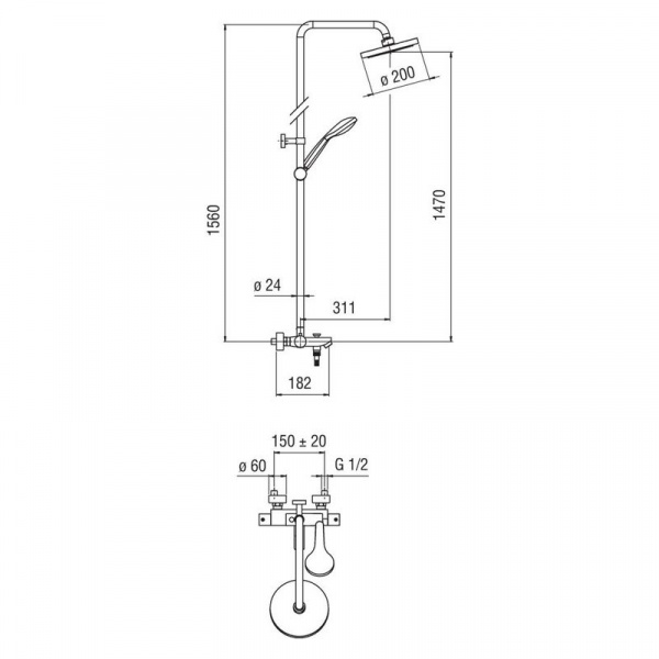 Душевая система (стойка) Nobili Tago (TG85310/30CR) с термостатом фото