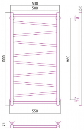 Полотенцесушитель водяной Сунержа Сирокко 100х50 12-0253-1050 белый фото