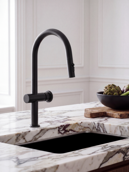 Смеситель для кухни с выдвижной лейкой AltroBagno Рикко (Ricco) ALTROBAGNORicco050208MB черный матовый фото