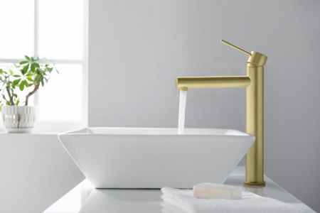 Высокий смеситель для раковины Timo Saona 2311/17F золото матовое фото