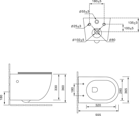 Подвесной унитаз со смывом торнадо и функцией биде SantiLine SL-5002T-MB/BD фото