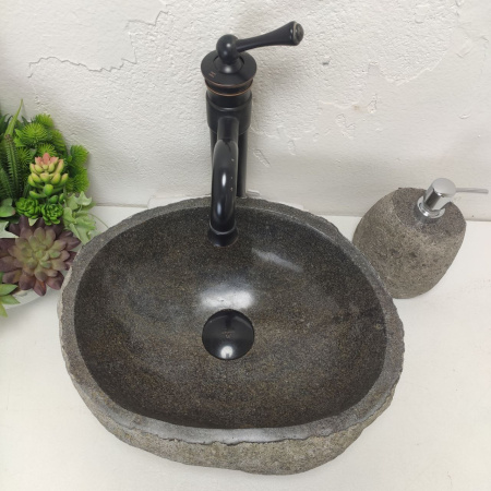 Накладная раковина из речного камня RS01485 (40*31*15) фото