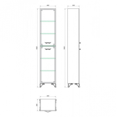 Шкаф-пенал Kaksa Классик-Д 004064 серебро фото