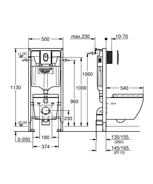 Комплект Grohe Rapid SL 5 в 1 36501000 подвесной унитаз + инсталляция + кнопка фото