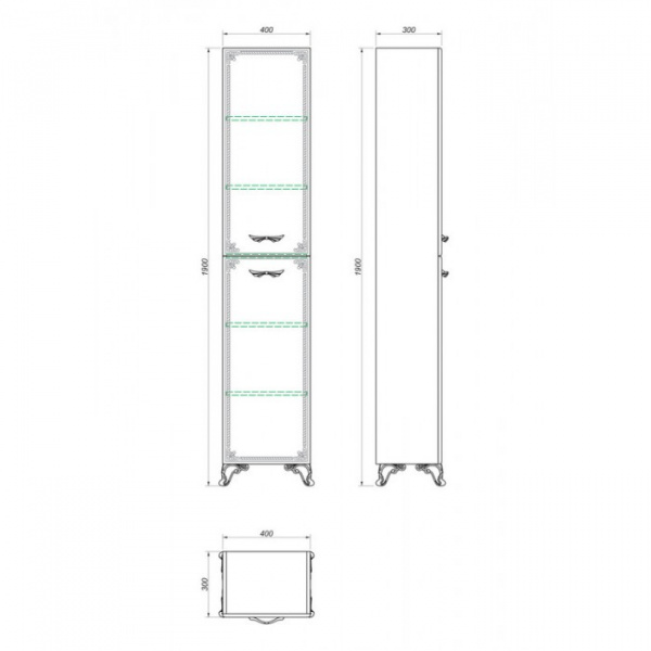 Шкаф-пенал Kaksa Классик-Д 004064 серебро фото