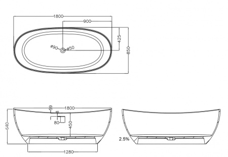 Ванна из искусственого камня Abber Stein AS9615 180x85 белая матовая фото