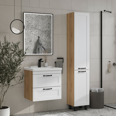 Тумба под раковину EQUIL Lago 60 tpLAGO60.2Y-04 белый/дерево фото