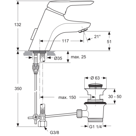 Смеситель для раковины Ideal Standard CERAMIX BLUE A5651AA фото