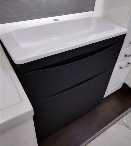 Тумба под раковину Style Line Бергамо мини 80 СС-00002313 черная матовая фото