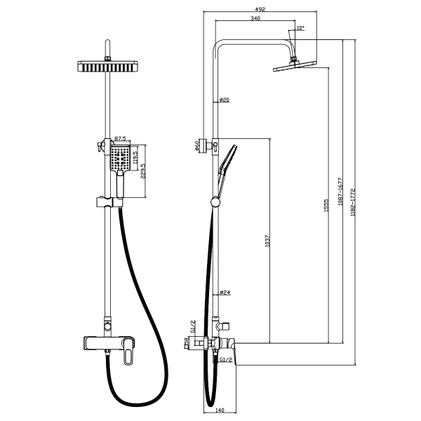 Душевая система (стойка) Rossinka RS46 RS46-45 фото