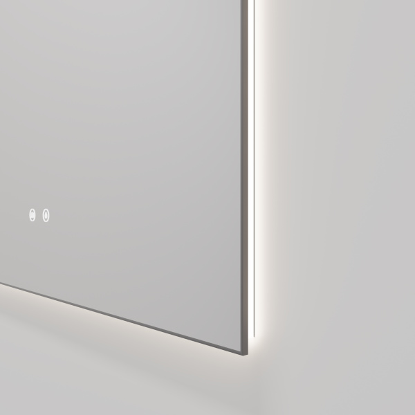 Зеркало с подсветкой в алюминиевой раме Vincea VLM-4F100GM-2 100x80 с сенсорным выключателем и функцией антизапотевания, вороненая сталь фото