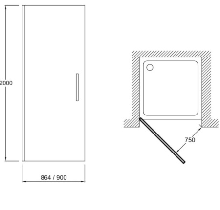 Душевая дверь Jacob Delafon Contra 90 E22T90-BL черная фото