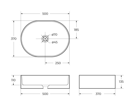 Накладная раковина BelBagno BB1483 50x37 фото