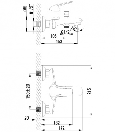 Смеситель для ванны с душем Lemark plus Advance LM1202C фото