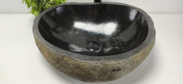 Накладная раковина из речного камня RS0811 (51*42*15) фото