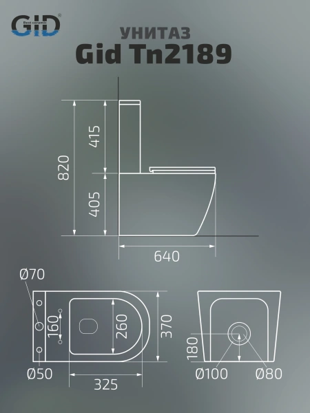 Унитаз напольный безободковый GID Tn2189Bm с сиденьем фото