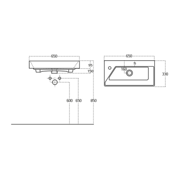 Раковина Raval Dreja Slim Synergy 17065-KL 65x33 фото