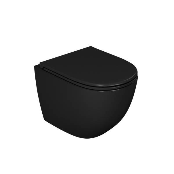 Подвесной унитаз без ободка D&K Matrix DT1396025 черный матовый фото