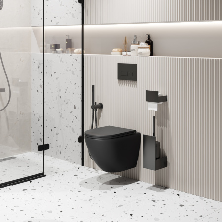 Унитаз подвесной Grossman GR-4455BMSQ с сиденьем, черный матовый фото