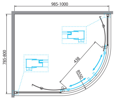 Душевой уголок BelBagno DUE DUE-RH-2-100/80-C-Cr фото