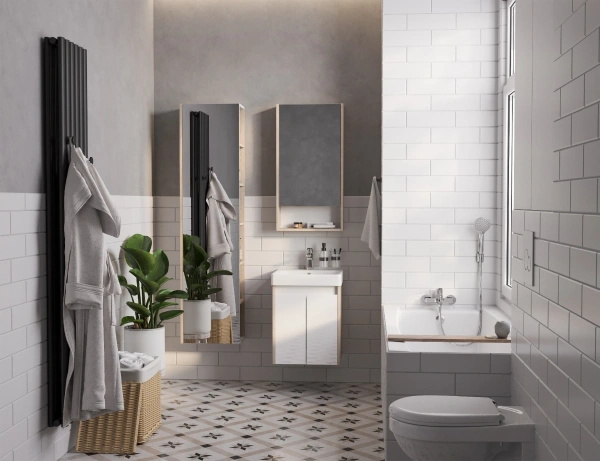 Тумба под раковину Акватон Сканди Doors 45 1A278701SDB20 белый глянец / дуб верона фото